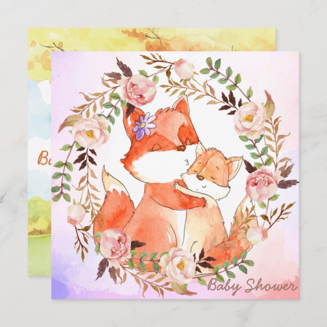 Foxes Baby Shower Invitation (Front/Back)