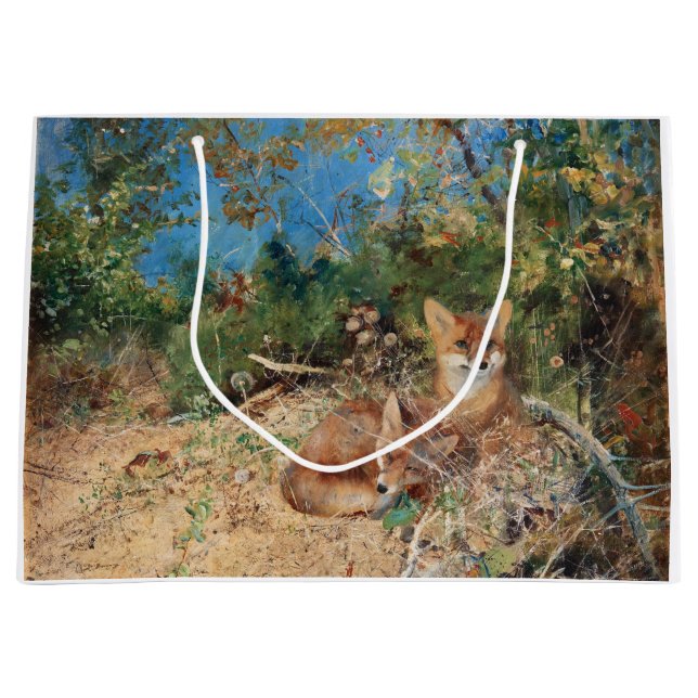 Foxes, Bruno Liljefors Large Gift Bag (Front)