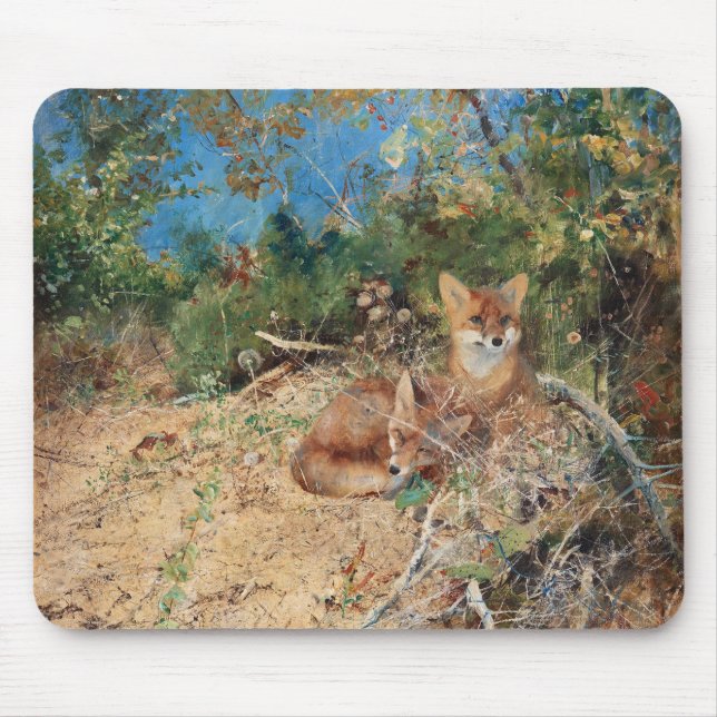 Foxes, Bruno Liljefors Mouse Pad (Front)