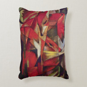 Foxes by Franz Marc, Vintage Abstract Cubism Art Accent Pillow