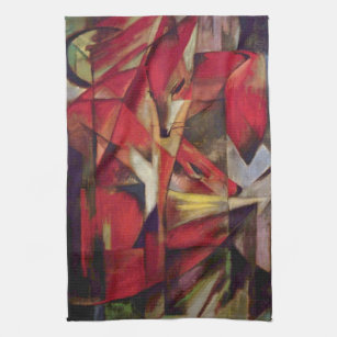Foxes by Franz Marc, Vintage Abstract Cubism Art Kitchen Towel
