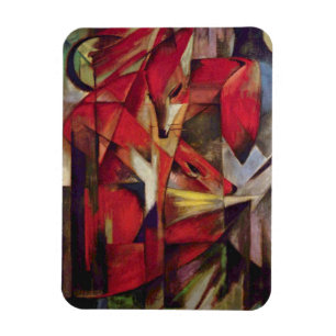 Foxes by Franz Marc, Vintage Abstract Cubism Art Magnet