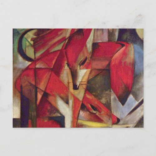 Foxes by Franz Marc Vintage Abstract Cubism Art Postcard
