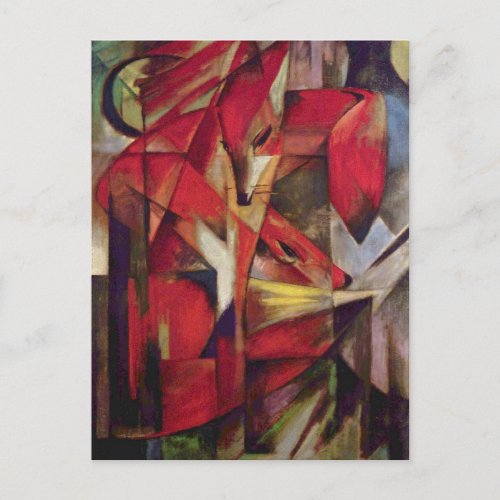 Foxes by Franz Marc Vintage Abstract Cubism Art Postcard