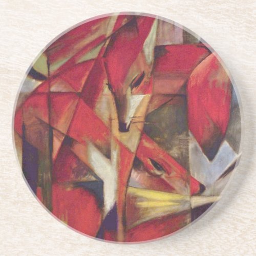 Foxes by Franz Marc Vintage Abstract Cubism Art Sandstone Coaster