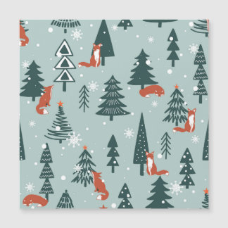 Foxes, fir-trees, winter, colorful pattern