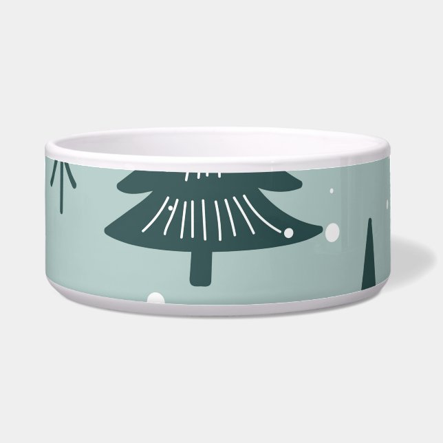 Foxes, fir-trees, winter, colorful pattern bowl (Front)