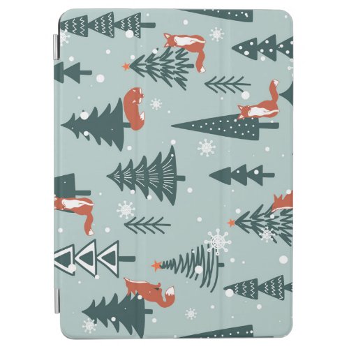 Foxes fir_trees winter colorful pattern iPad air cover