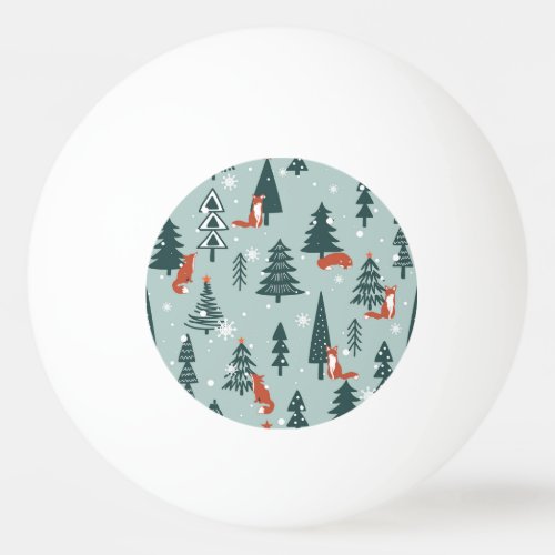 Foxes fir_trees winter colorful pattern ping pong ball