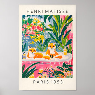 Foxes In Bathtub Art Print, Funny Bathroom Vanity Poster