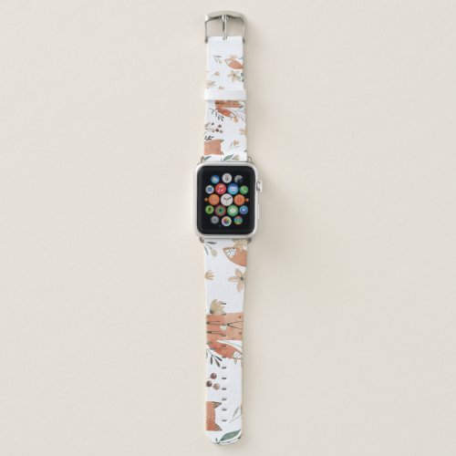 Foxes in Meadows Watercolor Seamless Apple Watch Band