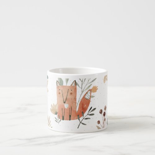 Foxes in Meadows Watercolor Seamless Espresso Cup