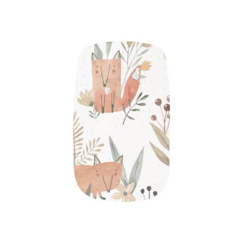 Foxes in Meadows Watercolor Seamless Minx Nail Art