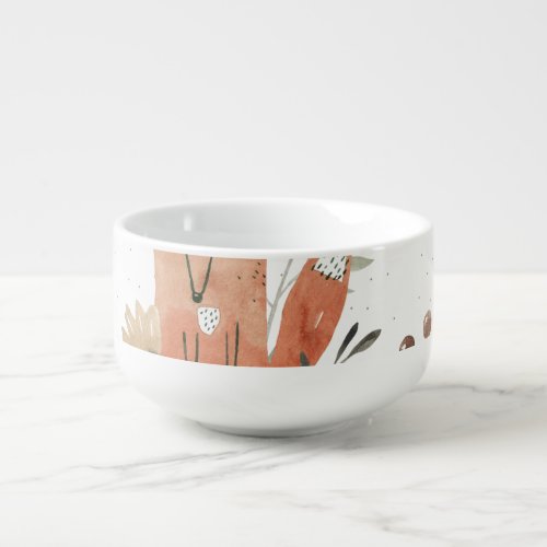 Foxes in Meadows Watercolor Seamless Soup Mug