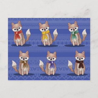 Foxes in Scarves Postcards