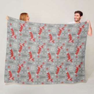 Foxes in the Winter Forest Scandinavian Christmas