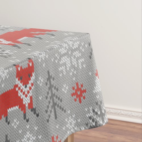 Foxes in the Winter Forest Scandinavian Christmas Tablecloth