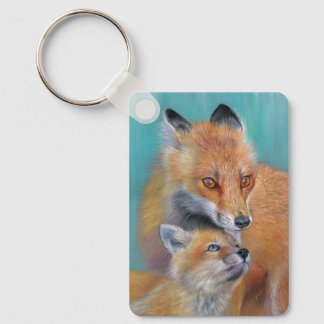 Foxes keychain. Keyring with foxes