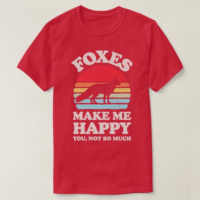 Foxes Make Me Happy Sunset Retro for Men Women Boy T-Shirt (Design Front)