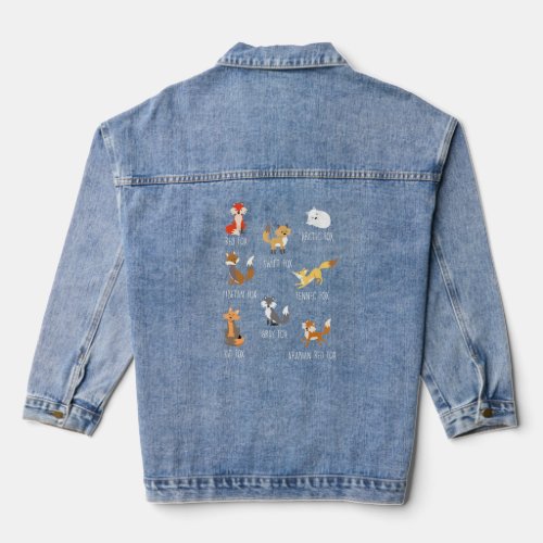 Foxes Of The World  Educational Funny Fox Animal L Denim Jacket