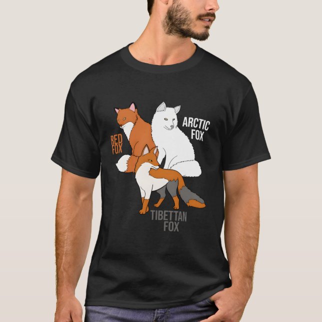 Foxes Of The World Funny Fox Animals Educational T-Shirt (Front)