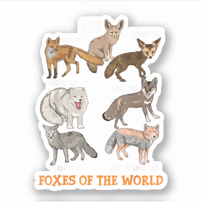 Foxes Of The World Funny Fox Stuff Animals Educati Sticker (Front)