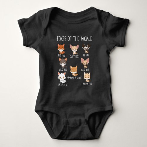 Foxes Of The World Gift for Fox Lover Baby Bodysuit