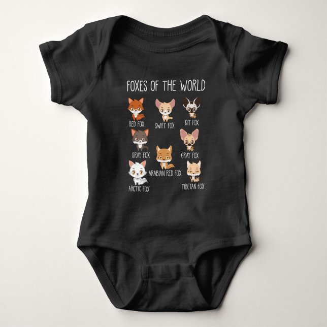 Foxes Of The World Gift for Fox Lover Baby Bodysuit (Front)