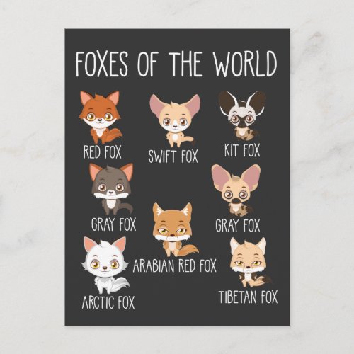 Foxes Of The World Gift for Fox Lover Postcard