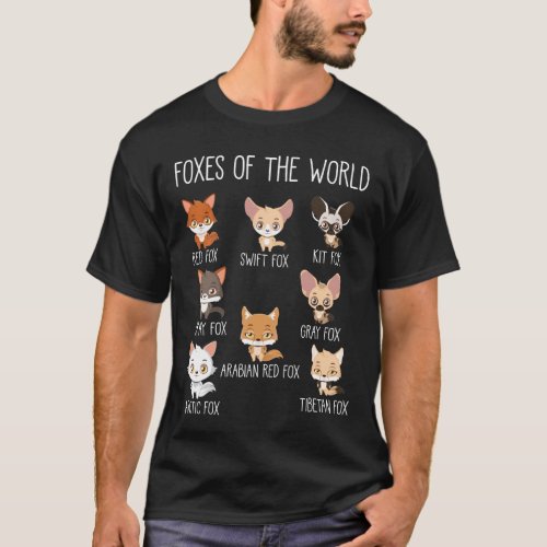 Foxes Of The World Gift for Fox Lover T_Shirt