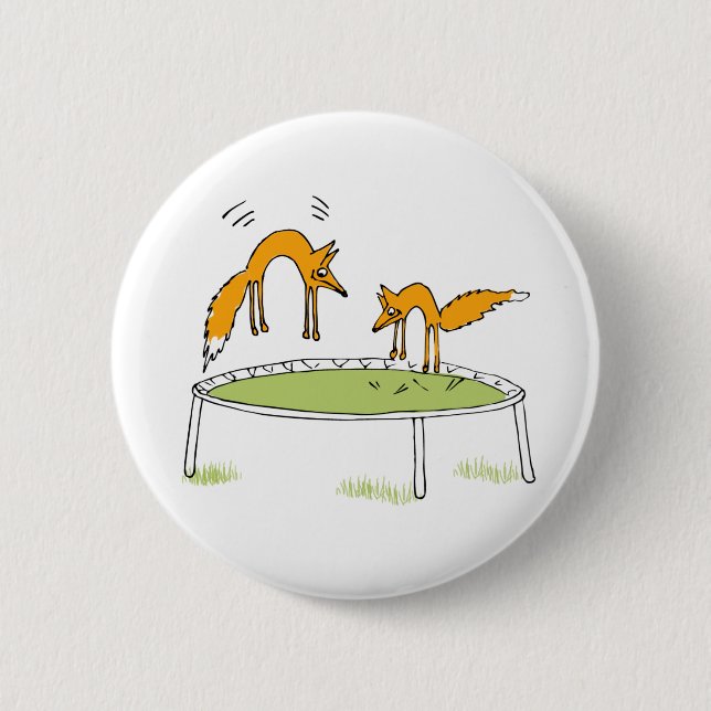 Foxes on Trampoline Button (Front)