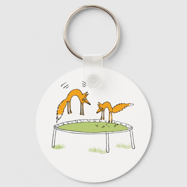 Foxes on Trampoline Keychain (Front)