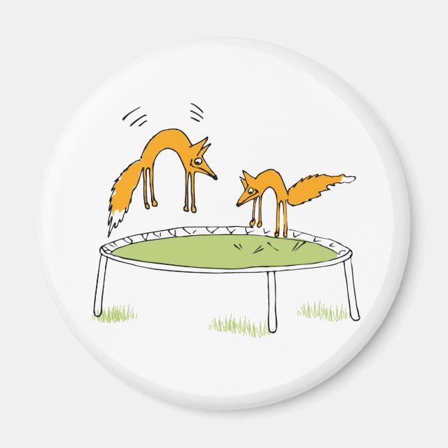 Foxes on Trampoline Magnet (Front)