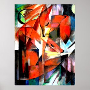 Foxes painting by Franz Marc in digital coloring Poster