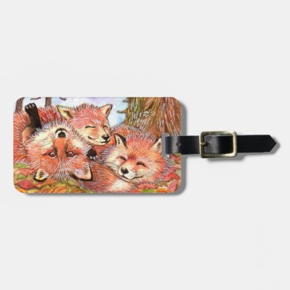 Foxes Play Time Luggage Tag