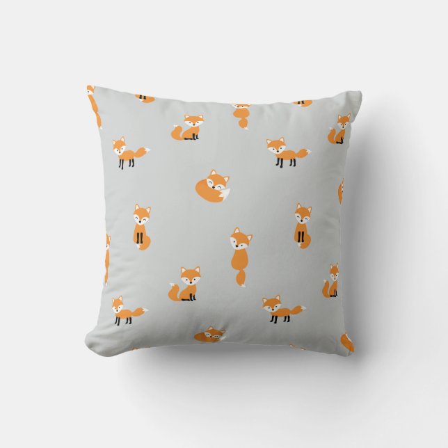 Foxes seamless pattern throw pillow (Front)