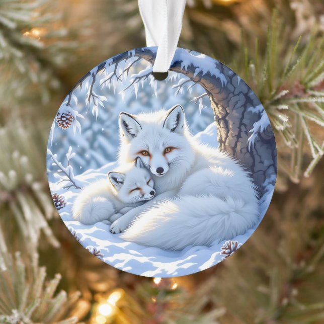Foxes Themed Personalized Christmas Ornament (Tree)