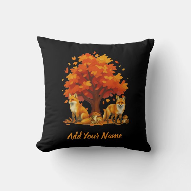 Foxes Throw Pillow (Front)