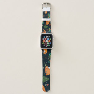 Foxes Trees Leaves Dark Background Apple Watch Band