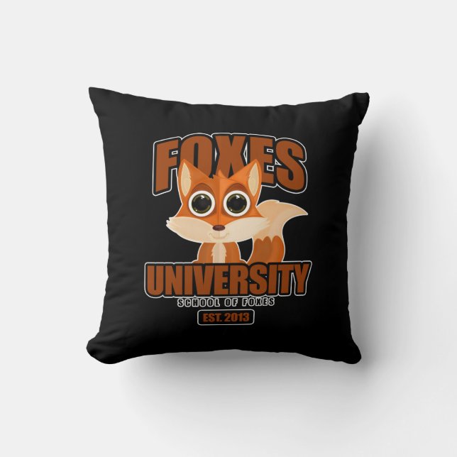 Foxes University Throw Pillow (Front)