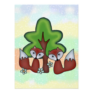 foxes with tree photo print