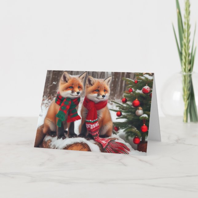 Foxes woodland Christmas Greeting Cards (Front)