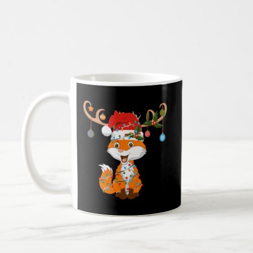 Foxes Xmas Gift Lighting Reindeer Santa Hat Fox Ch Coffee Mug