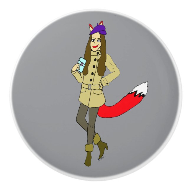 Foxgirl  ceramic knob (Front)