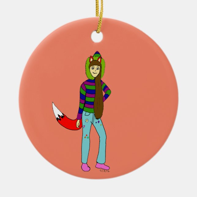 foxgirl  ceramic ornament (Front)