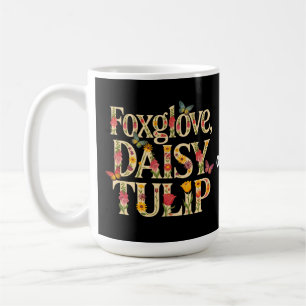 Foxglove Daisy Tulip Floral Wildflower Design Coffee Mug