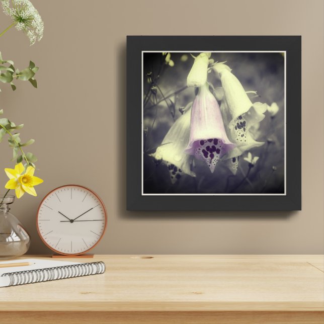 Foxglove Flower Black And White Partial Framed Art (Table Top)