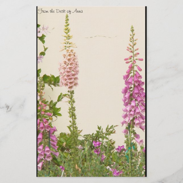 Foxglove Flower Personalized Stationery (Front)