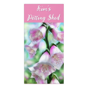 Foxglove Flowers Floral Pink Garden Personalized Door Sign