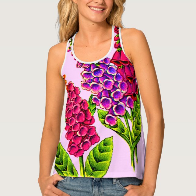 foxglove flowers print tank top (Front)